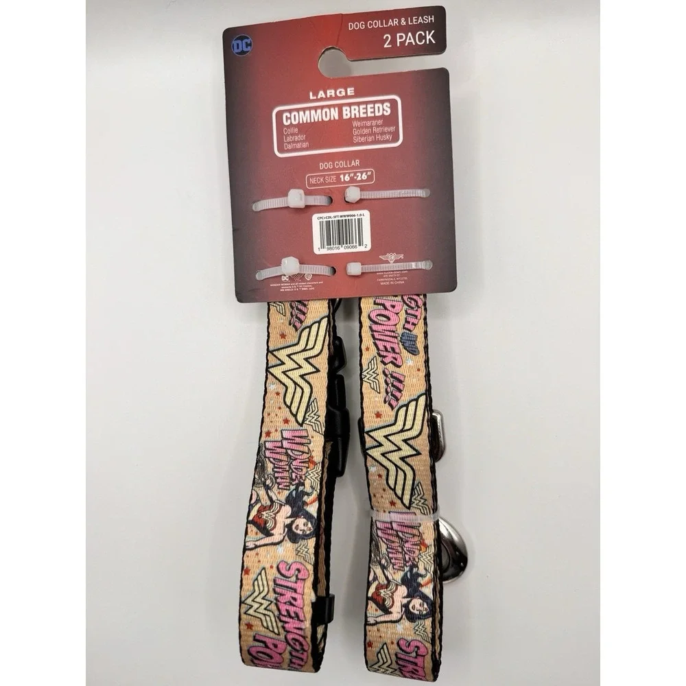 Wonder Woman Dog Collar & Leash Set Large 16